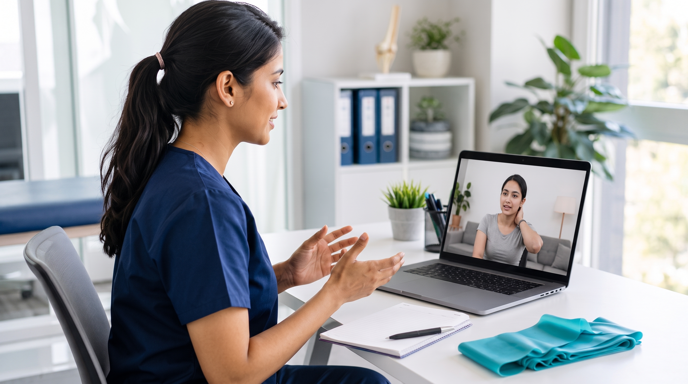 A therapist and client connecting during an online video session